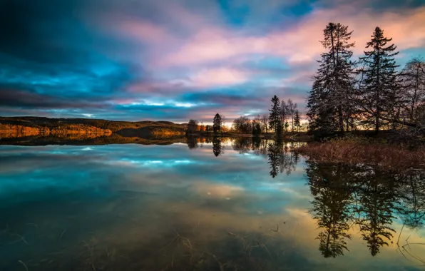 Picture lake, the evening, Norway