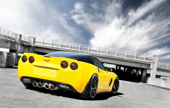 Yellow, Z06, Corvette, Chevrolet, Chevrolet, yellow, Corvette, the rear part