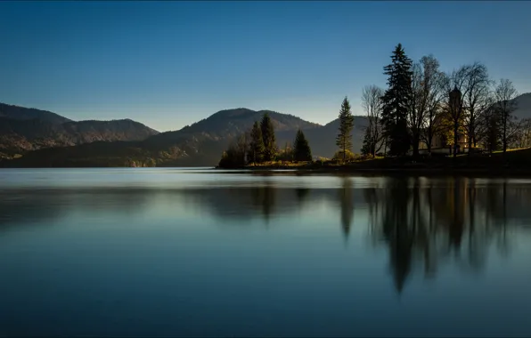 Picture trees, mountains, nature, lake, Germany, Bayern