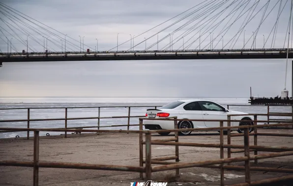 Car, machine, auto, bridge, city, fog, race, bmw