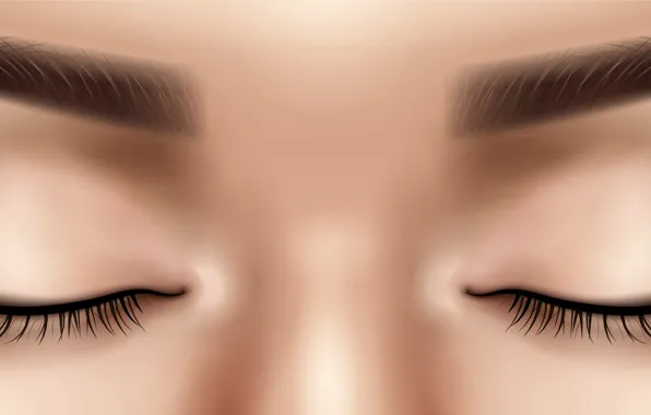 Girl, Eyes, Eyelashes, Art, Closeup, Eyebrows, Closed eyes