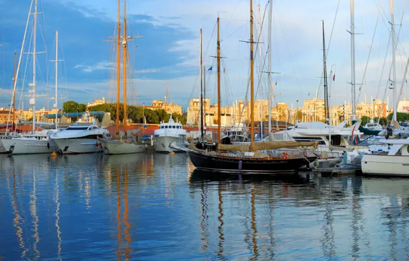 Picture water, the city, reflection, dawn, boat, home, pier