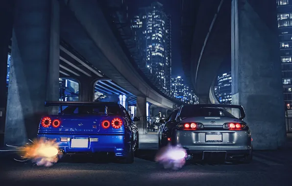 Picture Nissan, Toyota, Cars, Supra, Skyline, Sport, R34, Exhaust