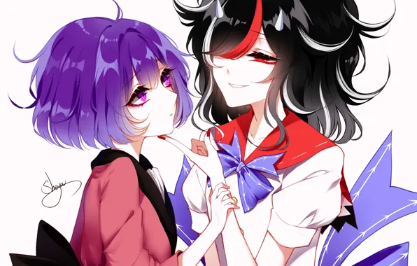 Background, girls, art, horns, Touhou, Touhou, Touhou, Sheya