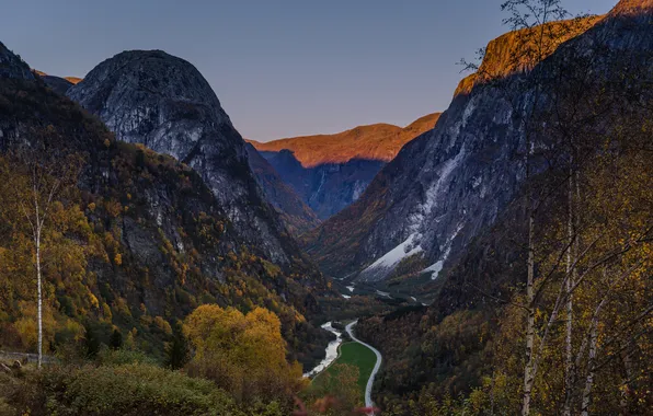 Forest, landscape, mountains, nature, river, valley