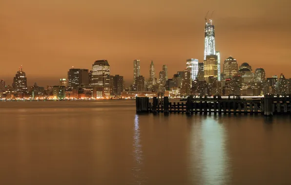 Night, the city, NYC, hudson river