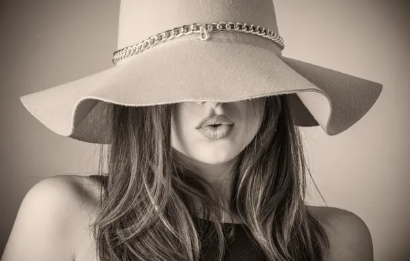 Picture hat, lips, female
