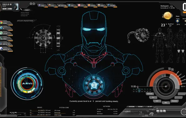 Picture computer, Iron Man, shield, Iron Man