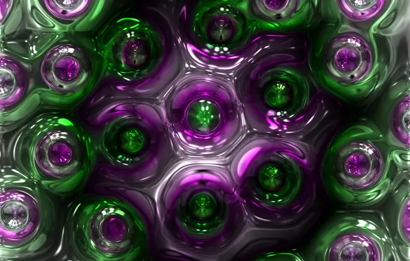 Purple, circles, abstraction, green, bubbles, Shine, structure, cell