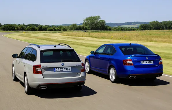 Blue, grey, sedan, Skoda, universal, 2013, Skoda, Octavia RS