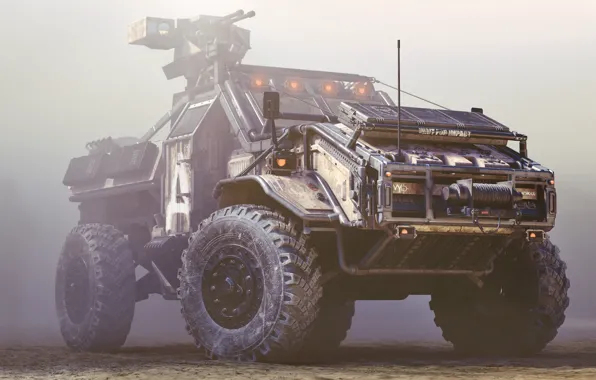 Auto, Dust, Machine, SUV, Rendering, Concept Art, Weapons, Transport