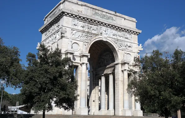 Italy, Arch, Genoa, Victory square