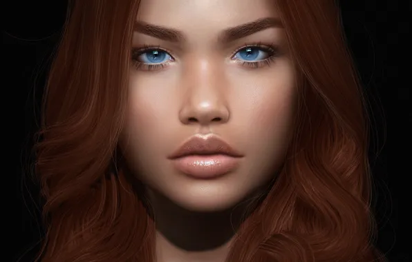 Eyes, girl, face, sweetheart, hair, lips