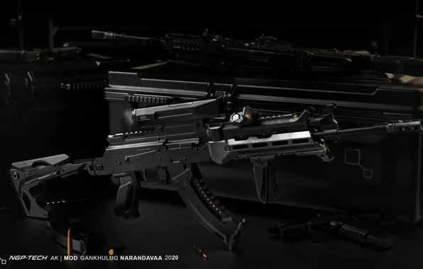 Rendering, weapons, tuning, Machine, Gun, weapon, render, Kalashnikov