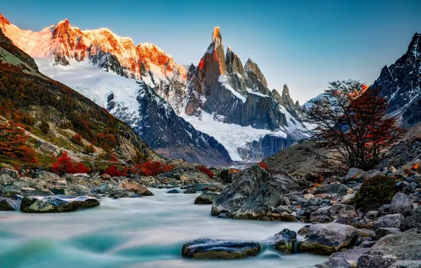Mountains, lake, stones, Argentina, Argentina, Andes, Patagonia, Patagonia