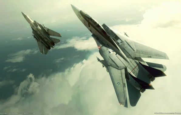 Picture clouds, the plane, fighters, ace combat 5