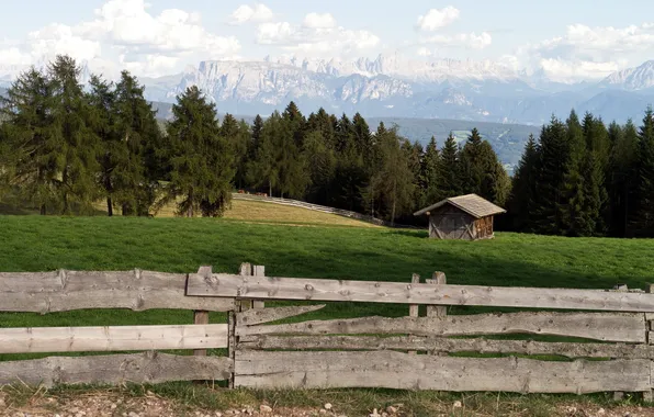 Landscape, mountains, the fence, home