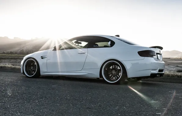 White, sunset, bmw, BMW, profile, white, e92