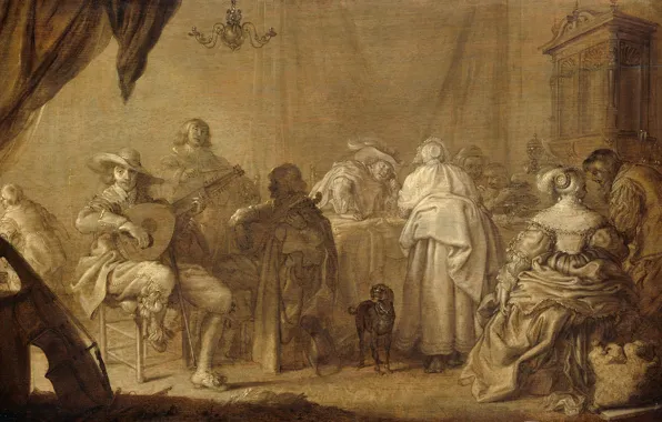 Picture oil, picture, 1645, Playing Music Company, Adrian van de Venne, Adriaen van de Venne
