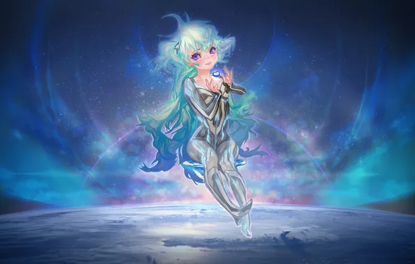 Picture look, space, hair, planet, anime, art, costume
