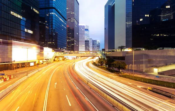 Road, the city, street, the evening, lighting