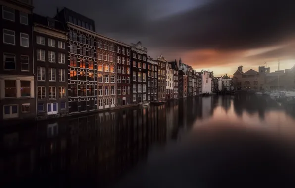 The sky, water, the city, home, Amsterdam, channel, Netherlands