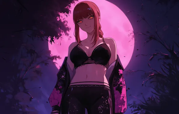 Erotic, pink, the moon, art, moon, demons, pink, anime