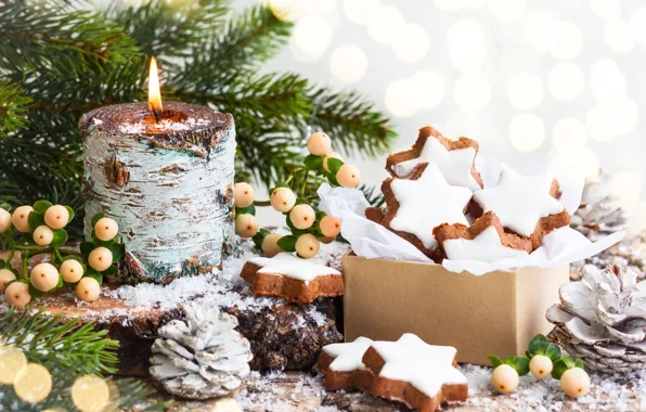 Holiday, new year, candle, spruce, bumps, picene
