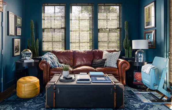 Design, style, interior, pictures, cacti, sofa, living room, pearl tones