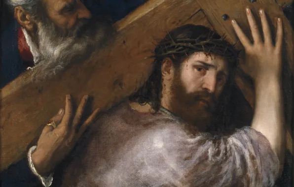 Picture cross, Titian Vecellio, Christ and Simon Kininase, 1547