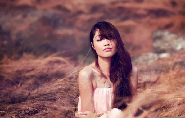 Girl, background, Asian