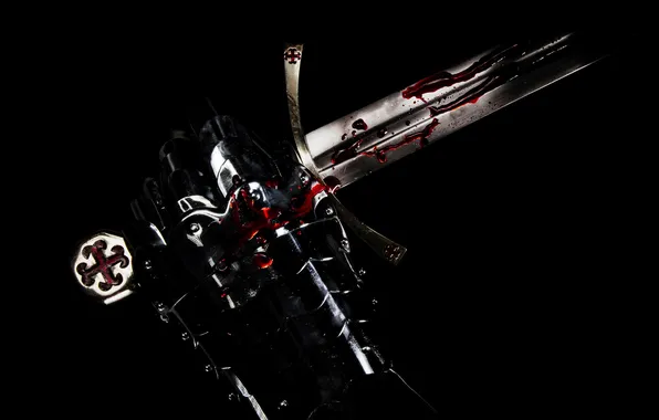 Picture background, blood, hand, sword, armor
