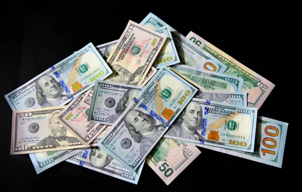 Picture Black background, USA, Bills, Money, Benjamin Franklin, Benjamin Franklin, Dollar, Dollar