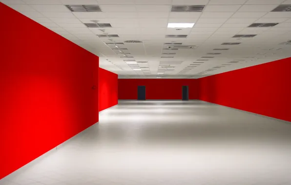 Red, wall, Room, empty