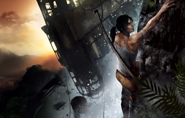 Picture girl, Tomb Raider, the plane, Ryder, Tomb raider