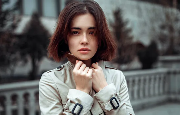 The city, portrait, Russia, bokeh, brown-eyed, Lydia, George Chernyadev, Lida