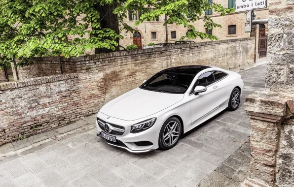 Picture Mercedes-Benz, Auto, White, Machine, Mercedes, The hood, Coupe, S-Class