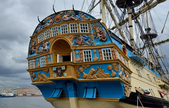 Picture ship, feed, sailing, Poltava, Replica
