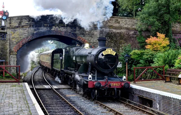Smoke, train, railway