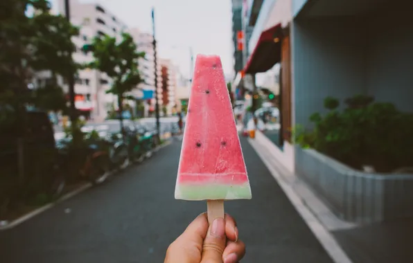 Picture watermelon, ice cream, manicure