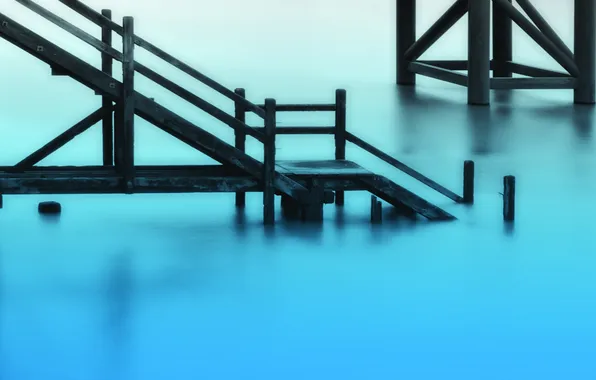 Water, surface, stairways