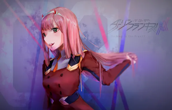 Girl, anime, pink hair, Darling In The Frankxx