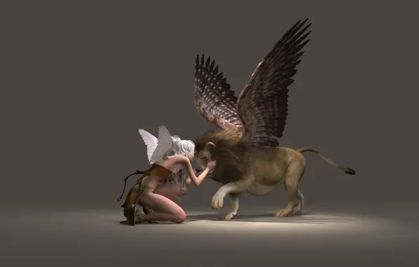 Girl, Background, Beast, Fantasy