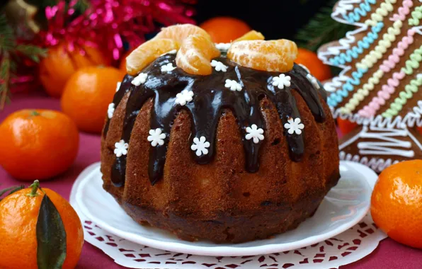 Chocolate, cupcake, tangerines