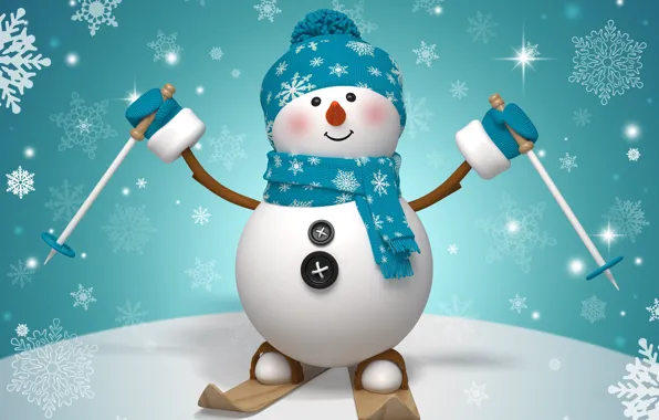 Picture new year, Christmas, winter, snow, snowman