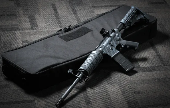Picture weapons, suitcase, AR 15, assault rifle