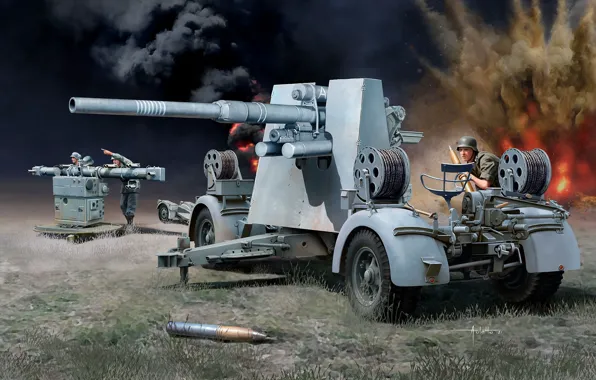 Germany, the Wehrmacht, Flak 18, Flak 36, Flak 37, Anti-aircraft gun, anti-aircraft gun, anti-aircraft gun