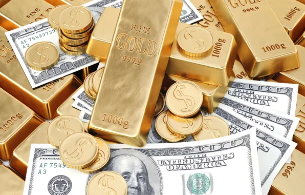Gold, money, dollars