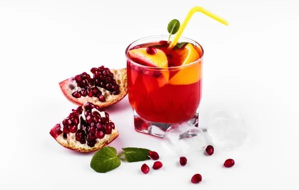 Orange, cocktail, drink, slices, garnet