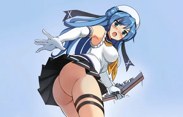 Girl, sexy, ass, long hair, anime, blue eyes, beautiful, pretty